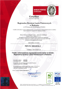 Certyfikat PEFC utrzymany